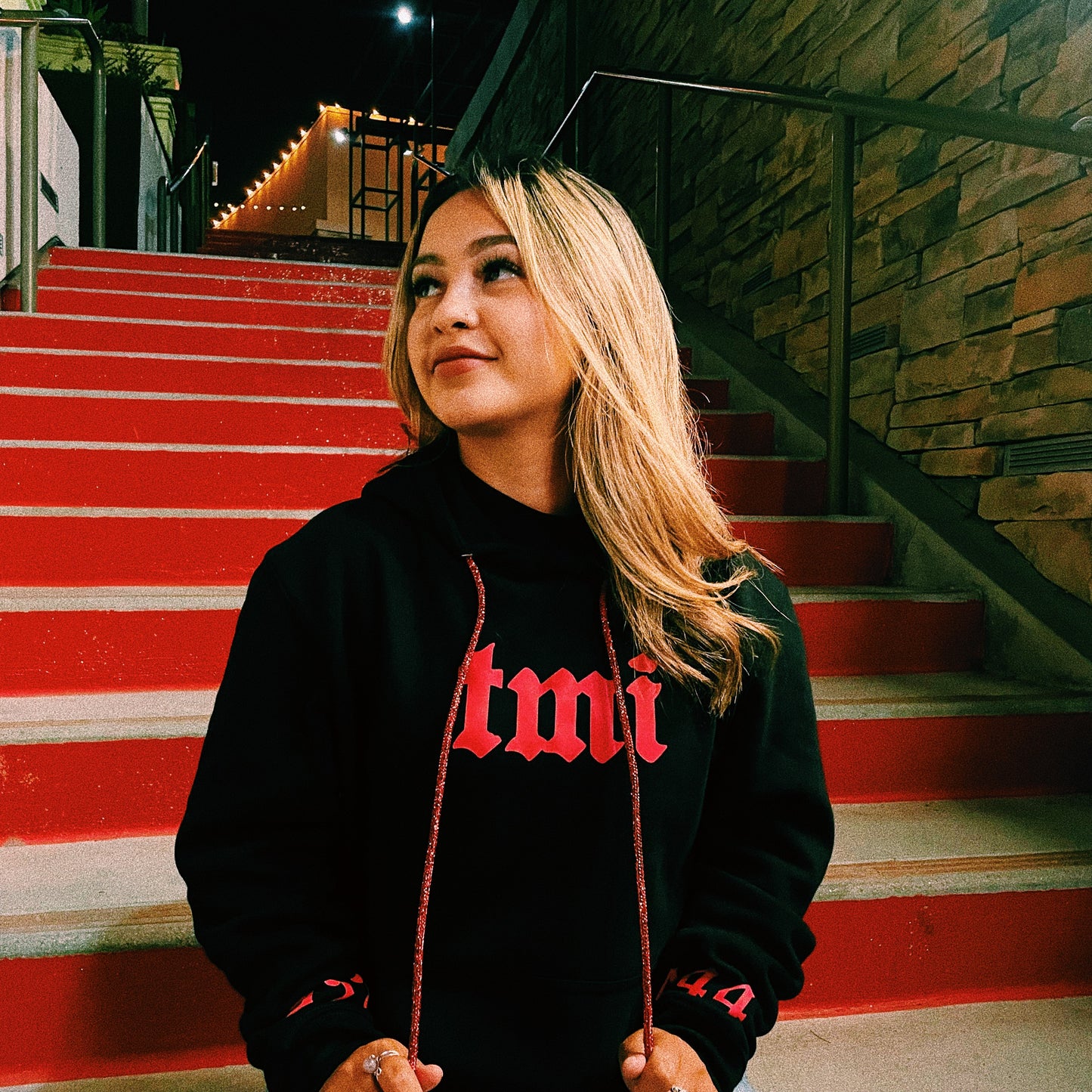 Friends & Family Angel Wing with Red Reflective Hoodie - Black