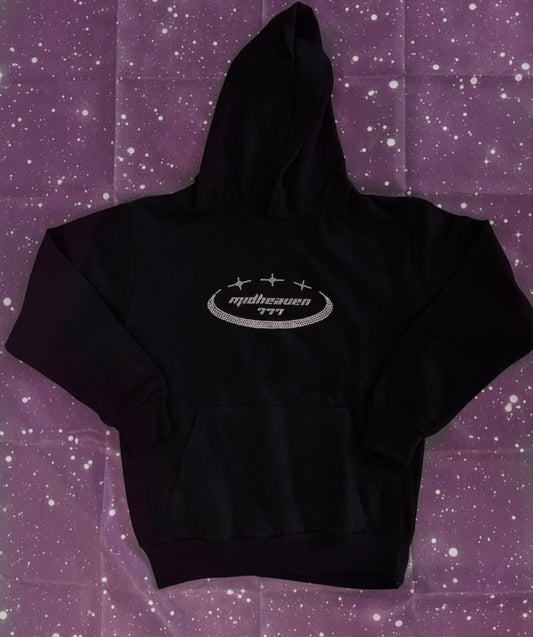 Shoot For The Stars Rhinestone Premium Hoodie - Black